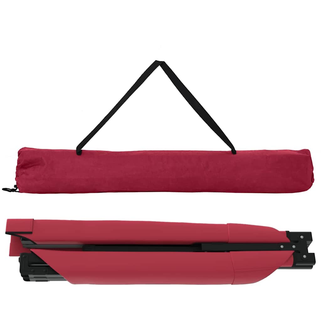 Opgevouwen vidaXL camping bed in rood met zwart handvat voor eenvoudig transport.