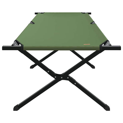 Detail van het vidaXL opvouwbare campingbed in groen, zijaanzicht met stevige stalen frame.