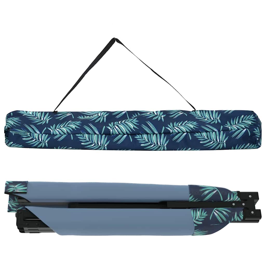 Opvouwbaar campingbed vidaXL met palmbladeren, zijaanzicht van het opgevouwen ontwerp.
