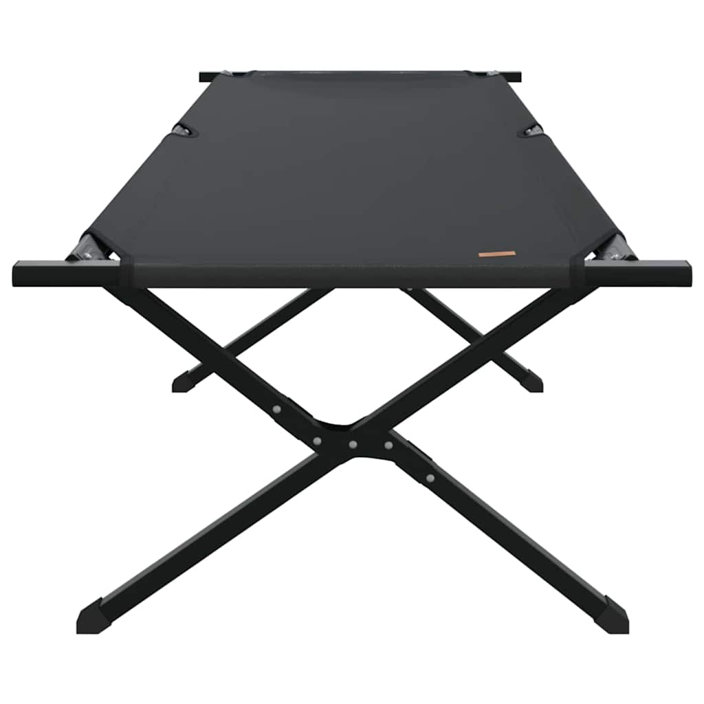 Zijaanzicht van het vidaXL opvouwbare campingbed in zwart Oxford stof.