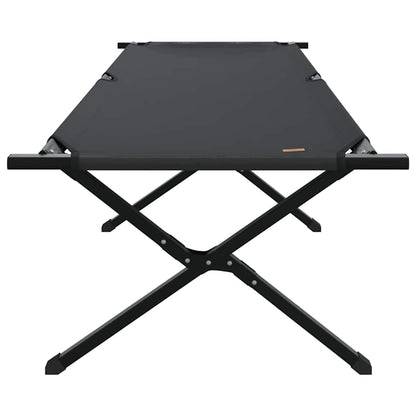 Zijaanzicht van het vidaXL opvouwbare campingbed in zwart Oxford stof.