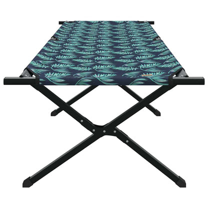 Detail van het vidaXL opvouwbare camping bed met een blad in bladerenpatroon.