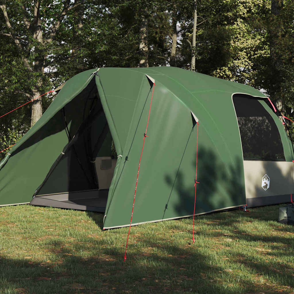 Detail van de vidaXL Dome Tent in groen, met open ingang en stevige constructie.