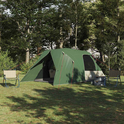vidaXL Dome Tent 4-Person in groen, waterdicht en ruim, opgesteld in de natuur.
