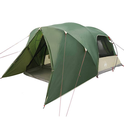 Detail van de vidaXL 4-Persoons Dome Tent in groen, met open ingangen en stevige constructie.