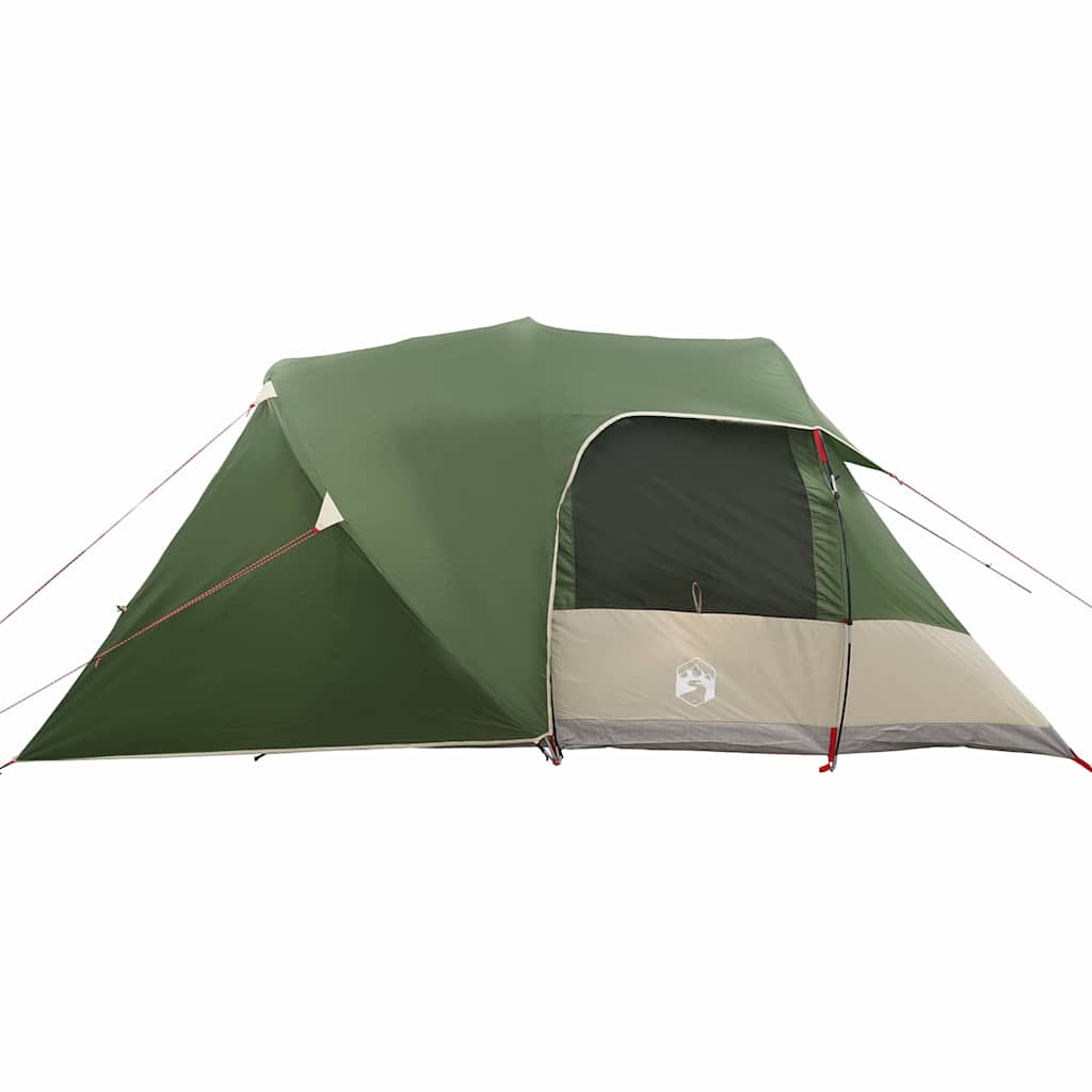 Detail van de groene vidaXL Dome Tent met een open ingang en stevige constructie.
