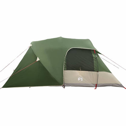 Detail van de groene vidaXL Dome Tent met een open ingang en stevige constructie.