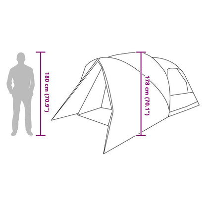 Detail van de vidaXL Dome Tent 4-Person met afmetingen en zijaanzicht.