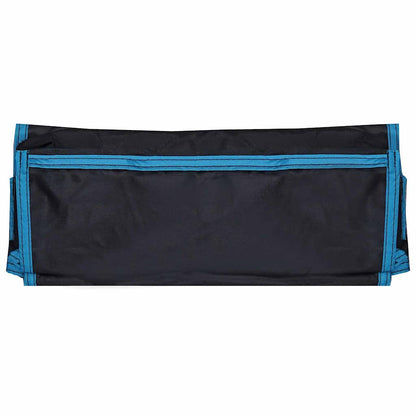 Detail van de vidaXL Hangende Tent Organizer met zwart en blauwe afwerking, zijaanzicht.