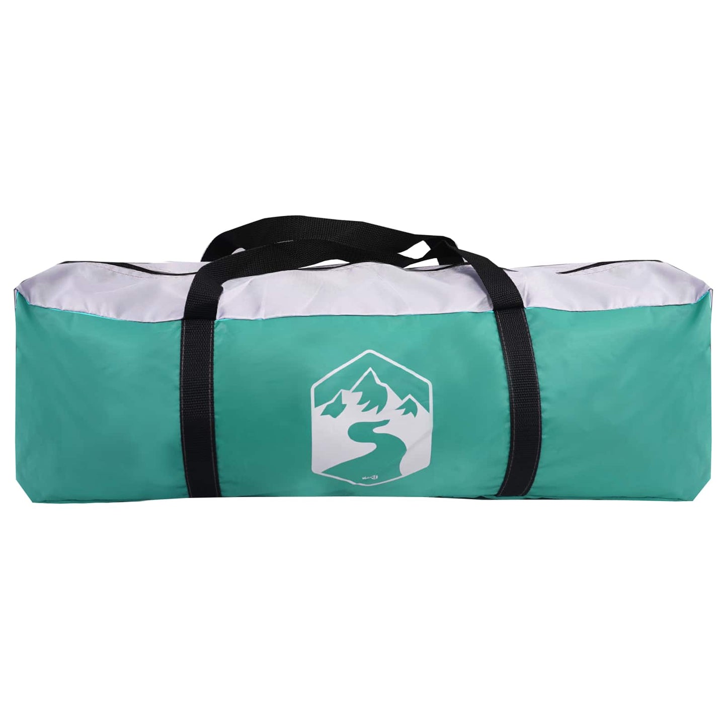 Draagtas van de vidaXL Pooldome in blauw en groen met logo, zijaanzicht.