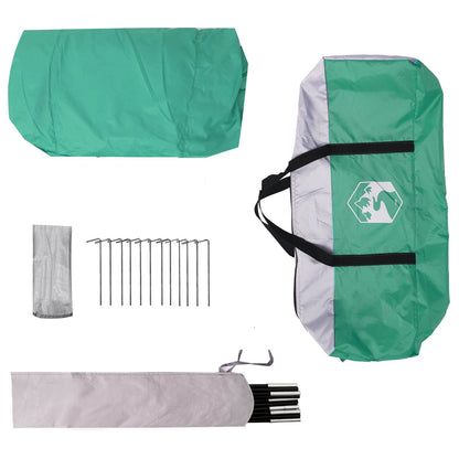 Detail van de accessoires van de vidaXL Pooldome, inclusief draagtas en bevestigingsstangen.