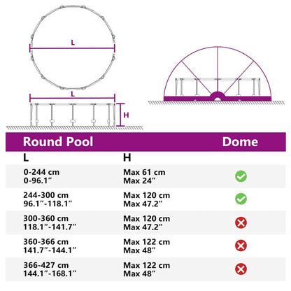 vidaXL Pooldome Zwart 336 x 322 x 160 cm 185T polyester met PU-coating