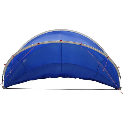 Detail van de vidaXL Pooldome in blauw, zijaanzicht met bevestigingslijnen.