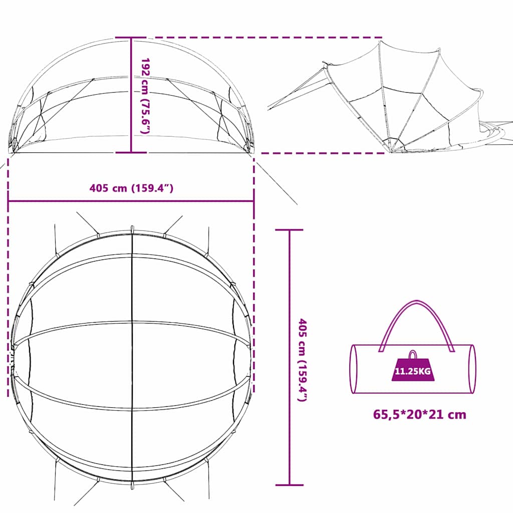 vidaXL Pooldome Grijs en Oranje 405 x 405 x 192 cm