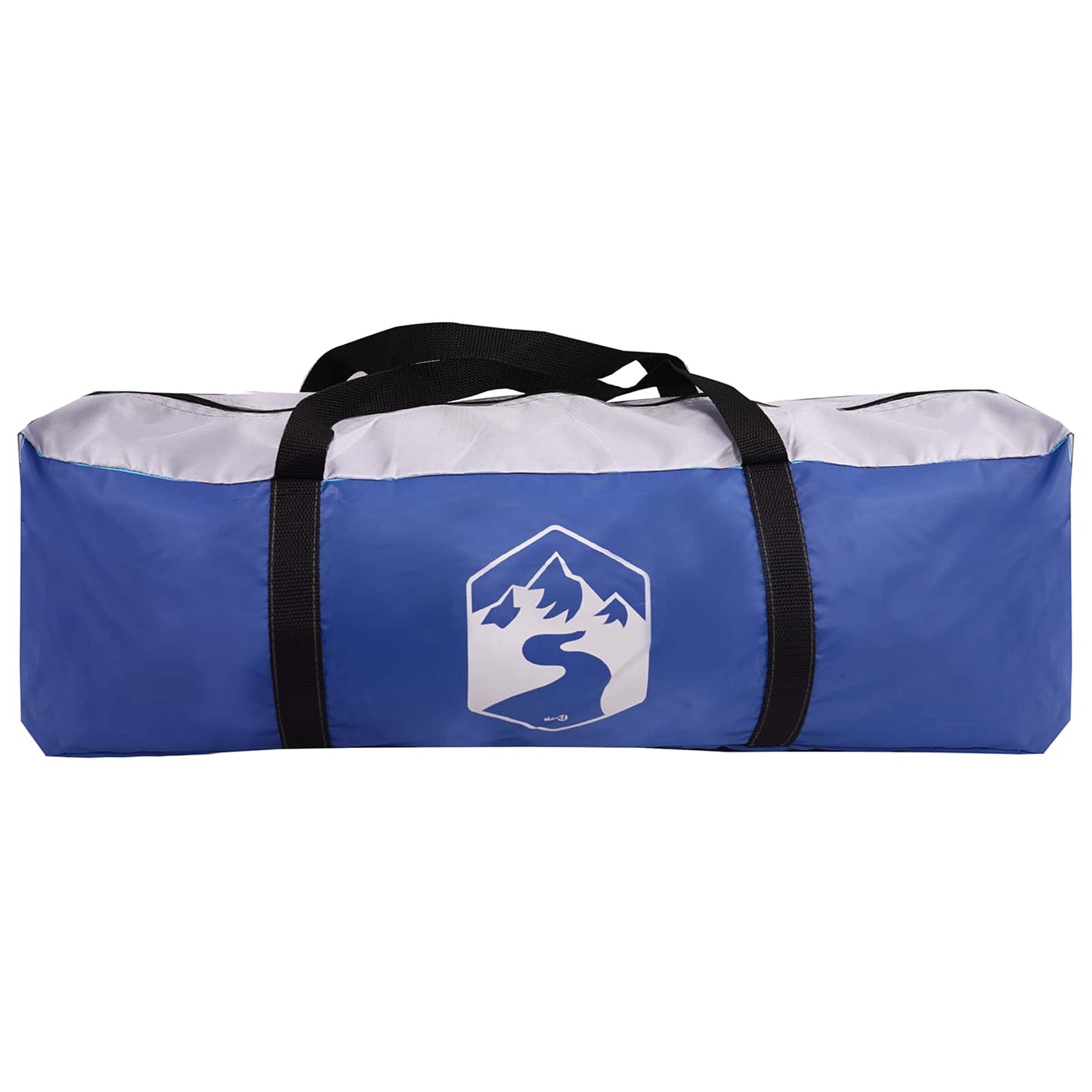 Blauwe draagtas voor de vidaXL Pooldome met logo en stevige handvatten.