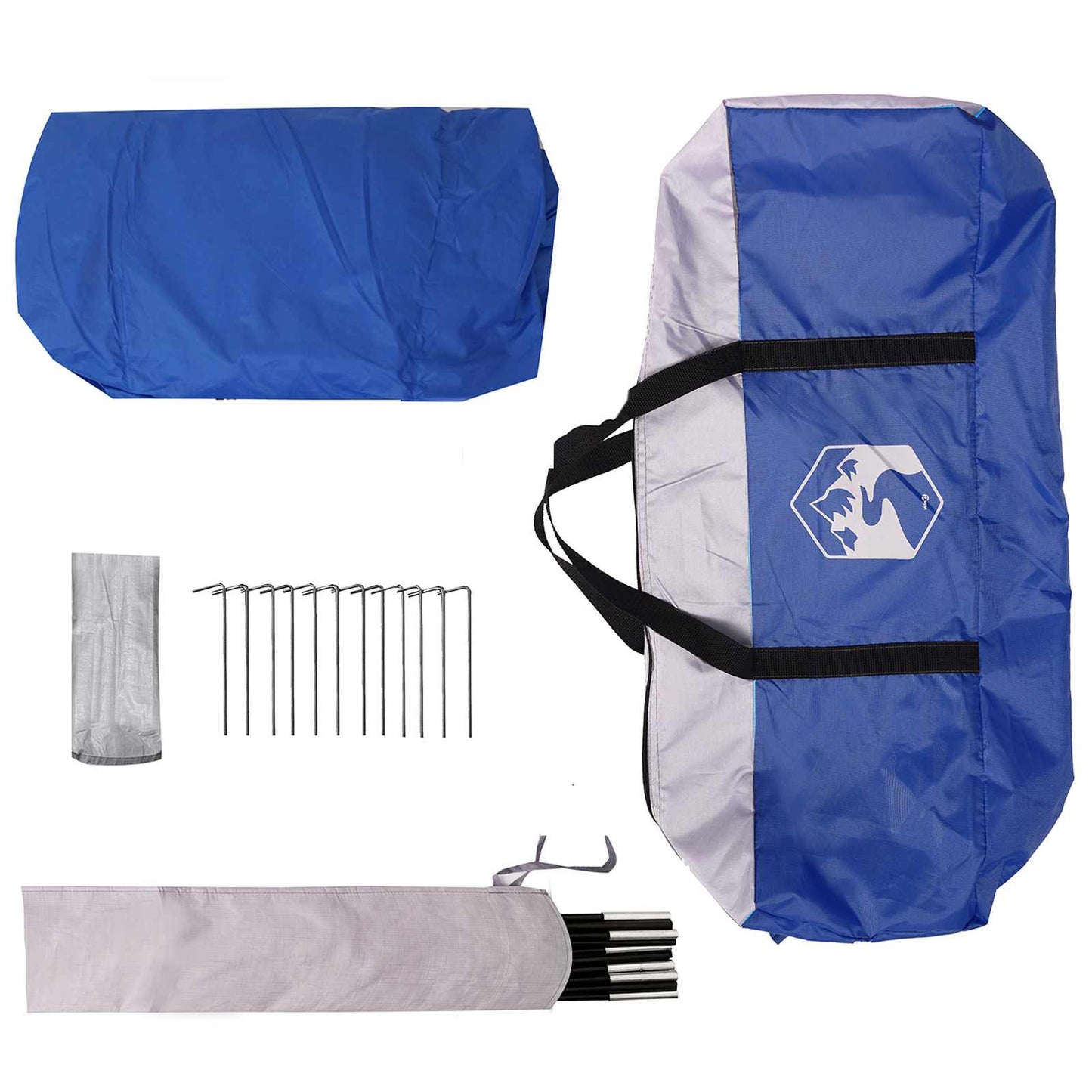 Detail van de vidaXL Pooldome accessoires, inclusief bevestigingsstangen en haringen.