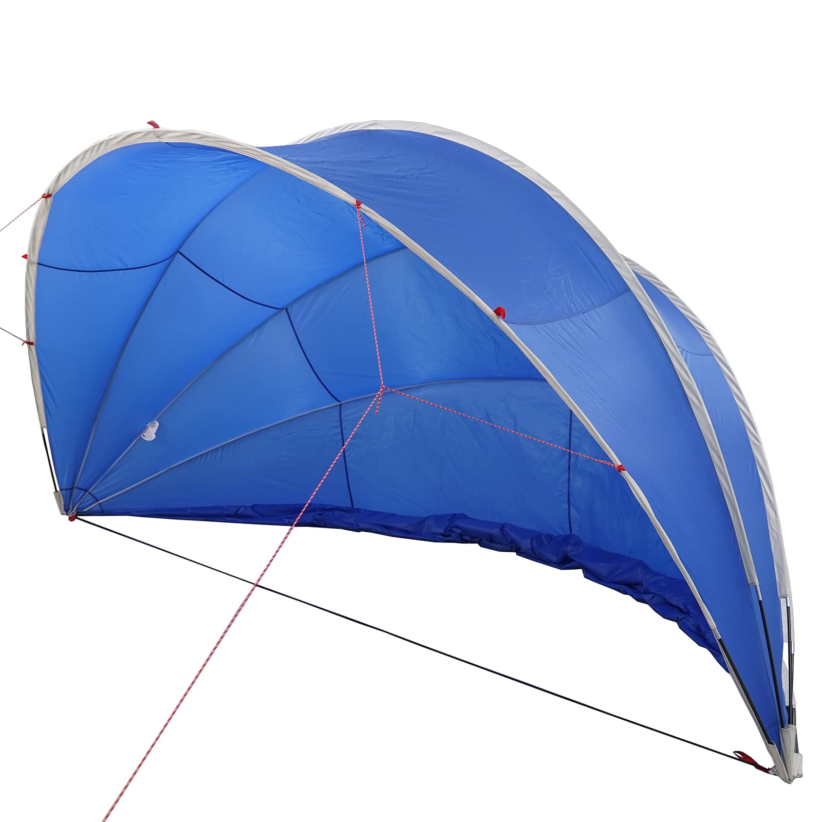 Detail van de blauwe vidaXL Pooldome met PU-coating en bevestigingslijnen.