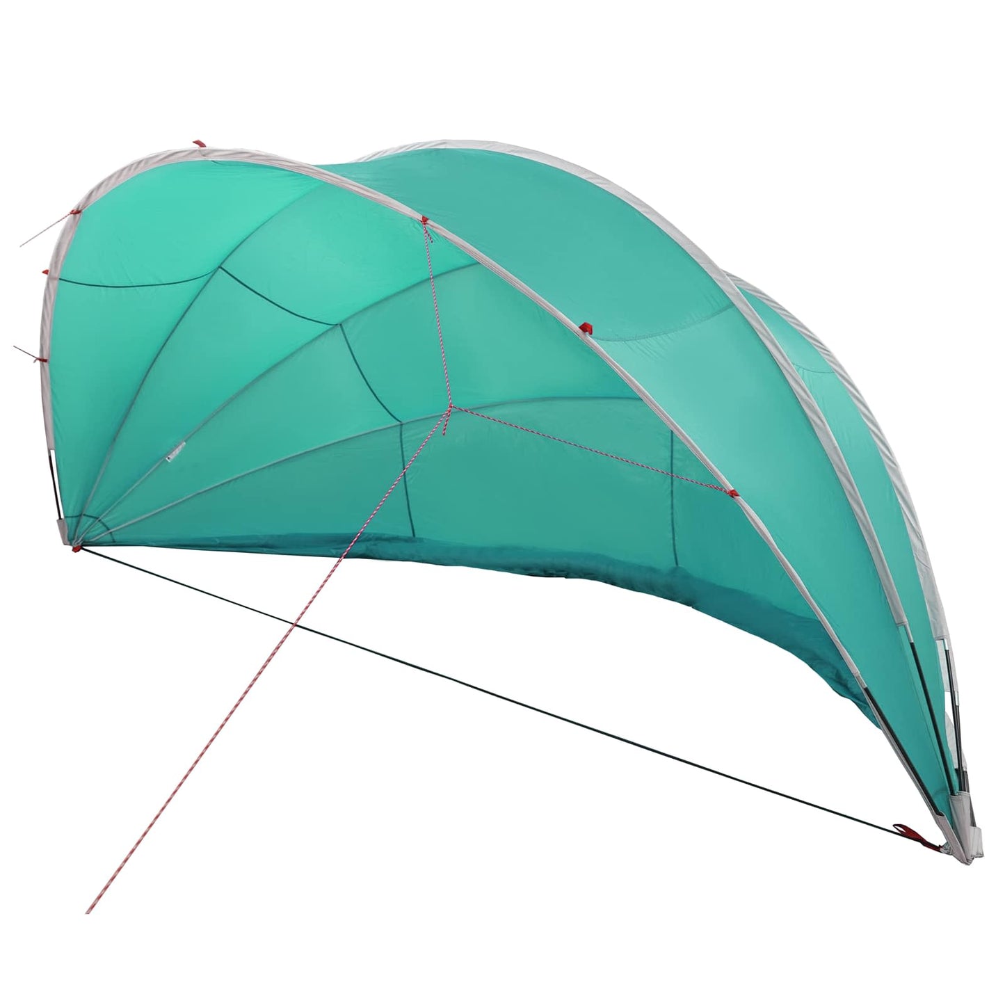 Detail van de vidaXL Pooldome in turquoise, met zichtbare bevestigingslijnen en stangen.