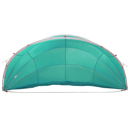 Detail van de vidaXL Pooldome in blauw, zijaanzicht met transparante panelen.