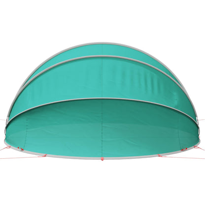 Detail van de vidaXL Pooldome in blauw, zijaanzicht van de opgezette zwembadkoepel.