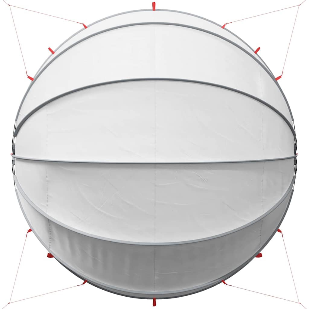 Detail van de grijze en oranje vidaXL Pooldome met een ronde vorm en stevige bevestigingen.