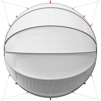 Detail van de grijze en oranje vidaXL Pooldome met een ronde vorm en stevige bevestigingen.