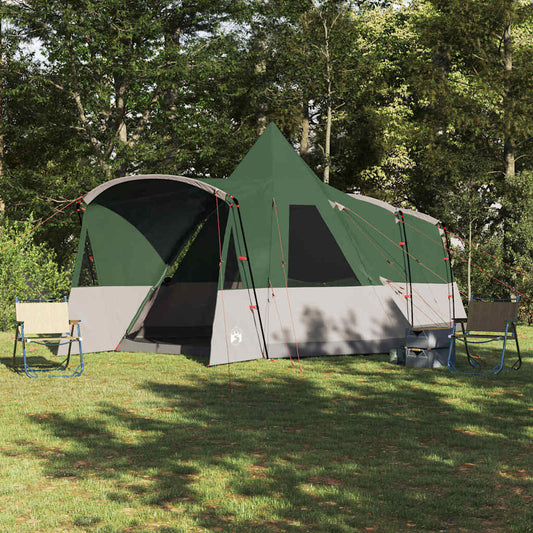 VidaXL Teepee Tent 8-Persoon in groen, waterbestendig met ruime ingang en stevige constructie.