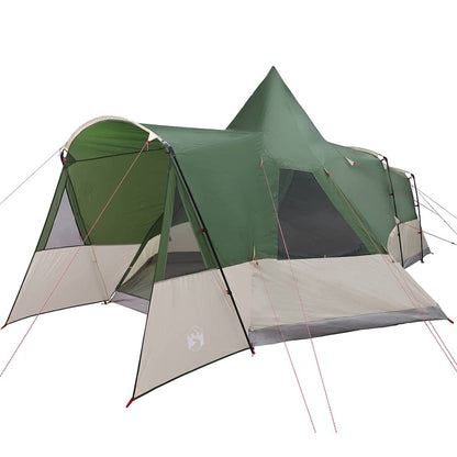 Zijaanzicht van de vidaXL Teepee Tent in groen met open ingang en tentdak.