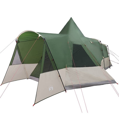 Detail van de vidaXL Teepee Tent in groen, met een opvallende puntdak en ruime ingangen.