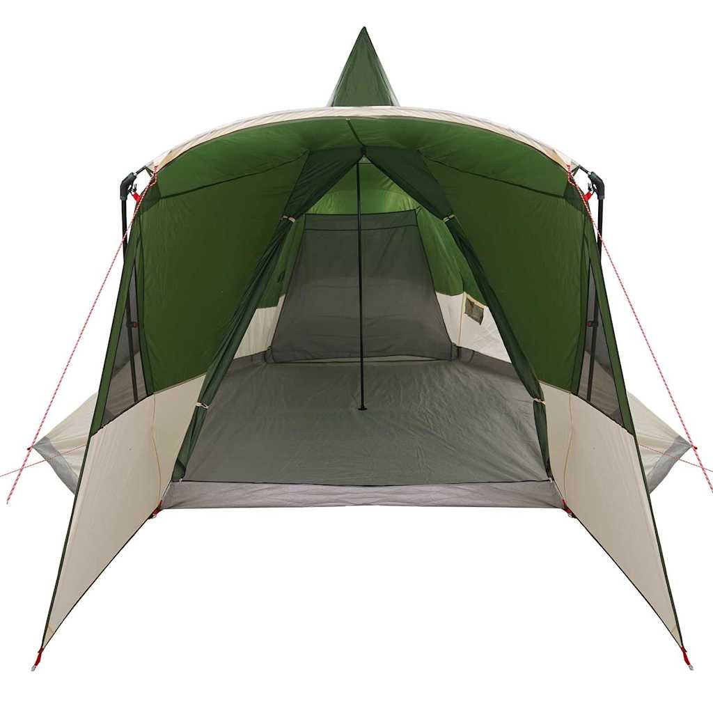 Detail van de vidaXL Teepee Tent met groene wanden en open ingangen.