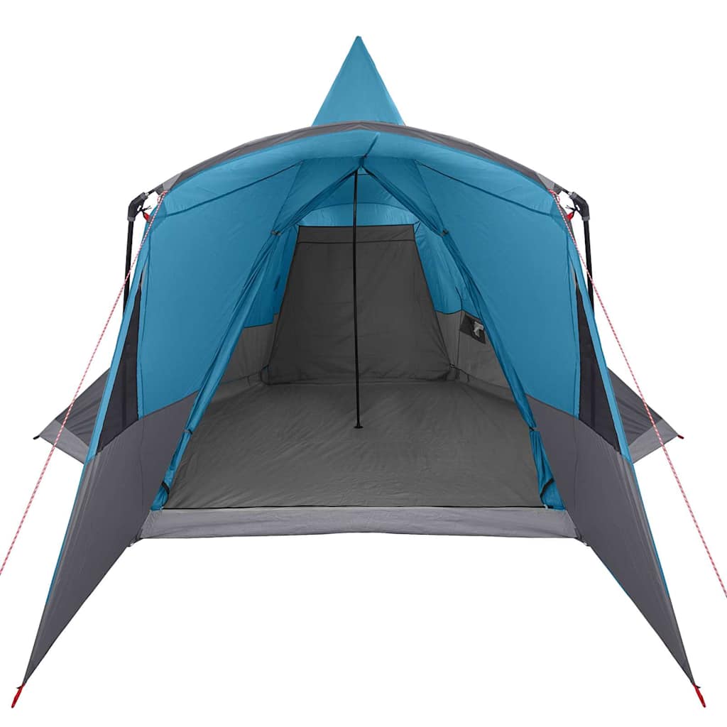 Zijaanzicht van de vidaXL Teepee Tent in blauw, met open ingang en ruime binnenruimte.