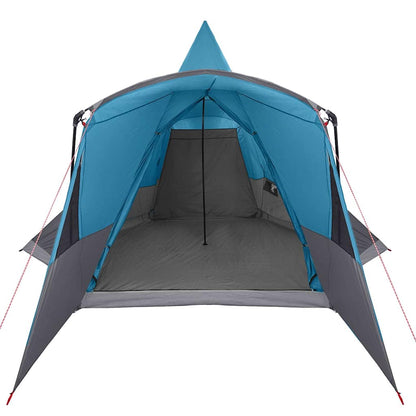 Zijaanzicht van de vidaXL Teepee Tent in blauw, met open ingang en ruime binnenruimte.