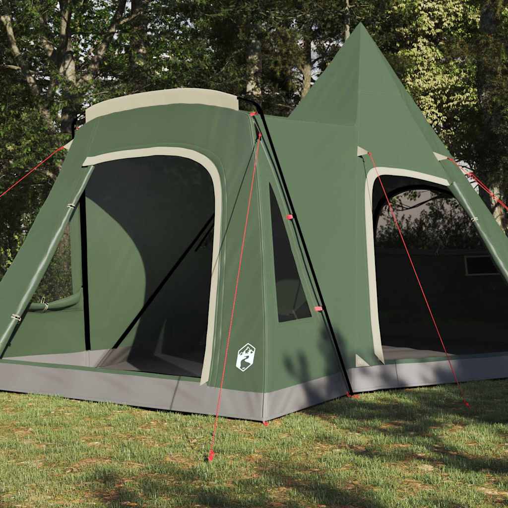 Detail van de vidaXL Teepee Tent in groen met openingen en waterbestendige stof.