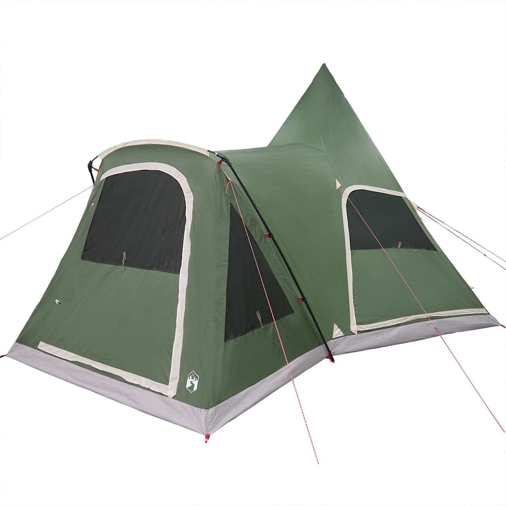 Detail van de groene vidaXL Teepee Tent met zijvensters en waterbestendige stof.
