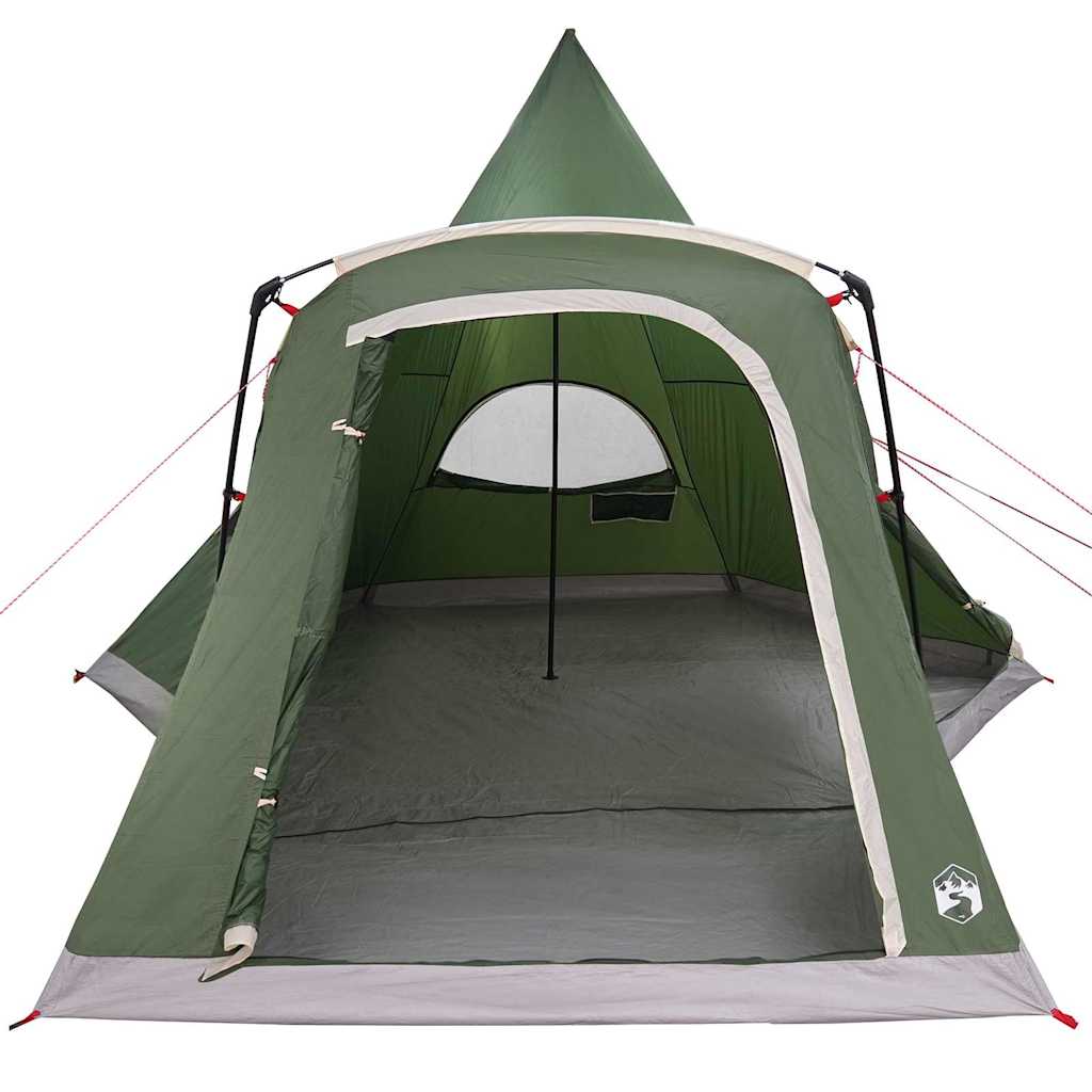 Detail van de groene vidaXL Teepee Tent met open ingang en binnenruimte.