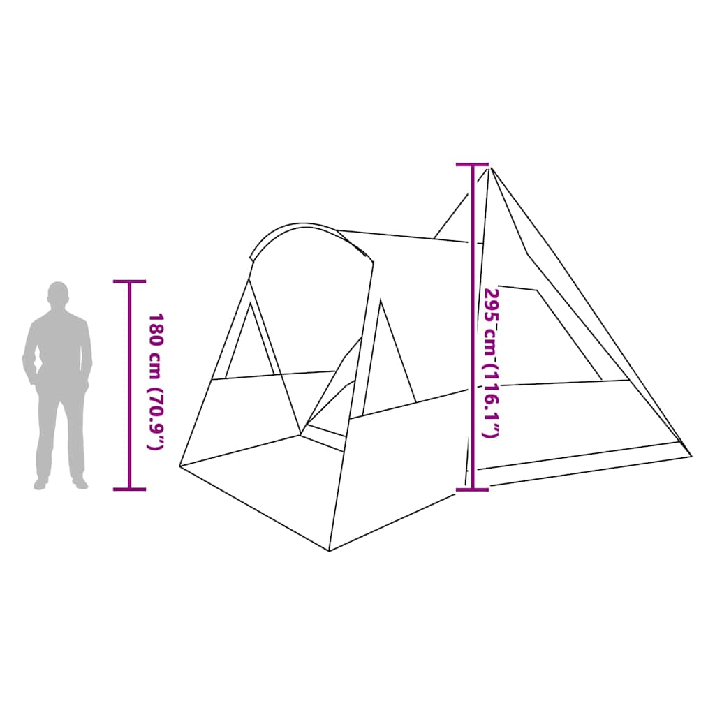 Afmetingen van de vidaXL Teepee Tent met een hoogte van 295 cm en breedte van 545 cm.