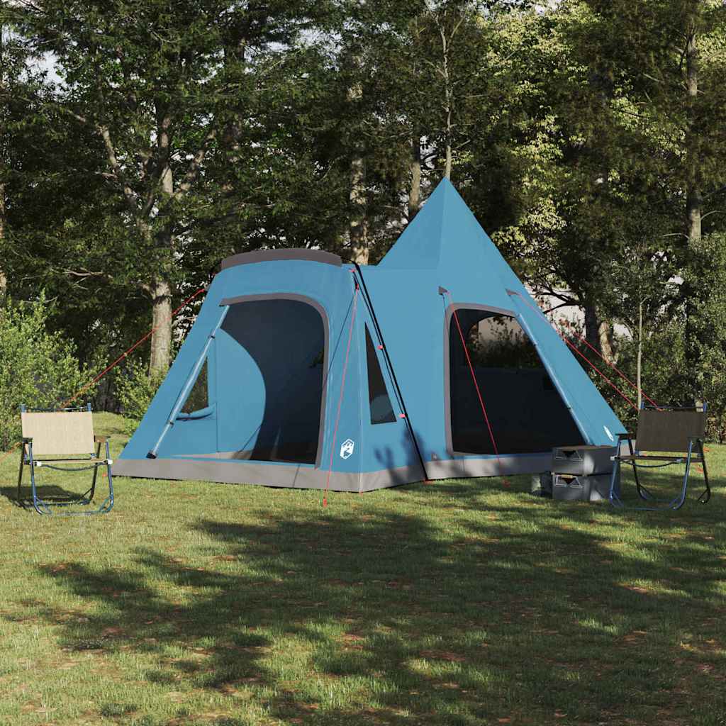 Blauwe vidaXL Teepee Tent voor 5 personen, waterbestendig met royale afmetingen.