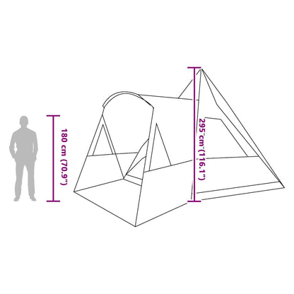 Detail van de vidaXL Teepee Tent met afmetingen en zijaanzicht van de structuur.