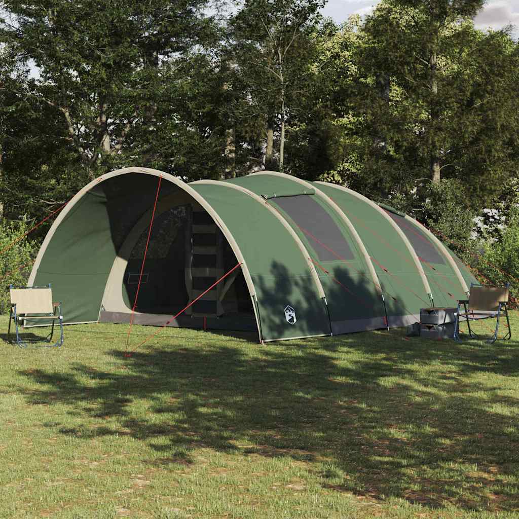 vidaXL Tunnel Tent 8-Person in groen, ruime opzet met gebogen dak en handige toegang.