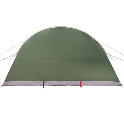 Detail van de groene vidaXL Tunnel Tent, zijaanzicht met afgeronde bovenkant.