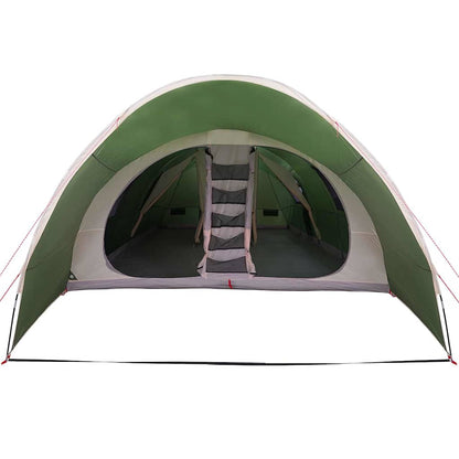Detail van de vidaXL Tunnel Tent in groen, met ingang en binnenruimte zichtbaar.