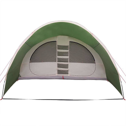 Detail van de vidaXL Tunnel Tent met groene bovenkant en zijramen.