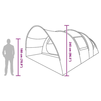 Detail van de vidaXL Tunnel Tent met afmetingen en hoogte-indicatie van 180 cm.