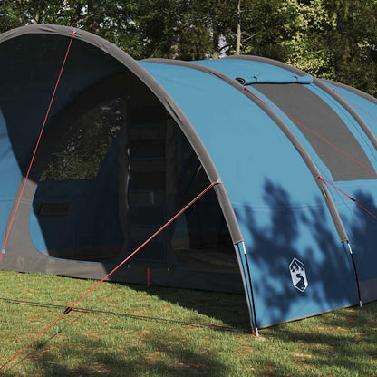 Detail van de vidaXL Tunnel Tent met blauwe kleur en ventilatieroosters aan de zijkant.