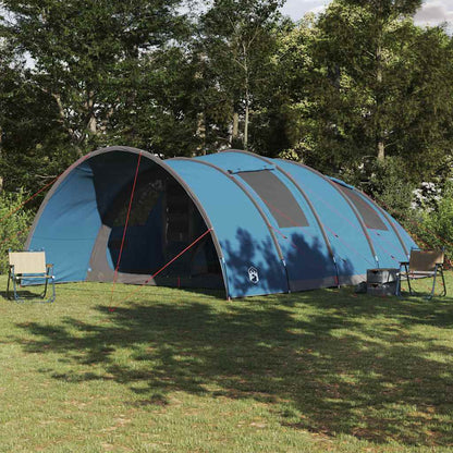 Blauwe vidaXL Tunnel Tent voor 8 personen, ruime opzet met ventilatieramen.