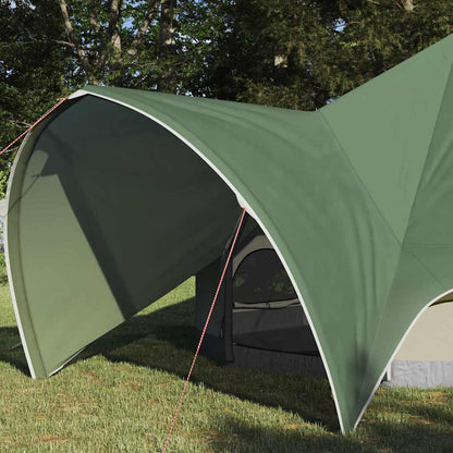 Detail van de groene waterdichte teepee tent van vidaXL met een gebogen dak.