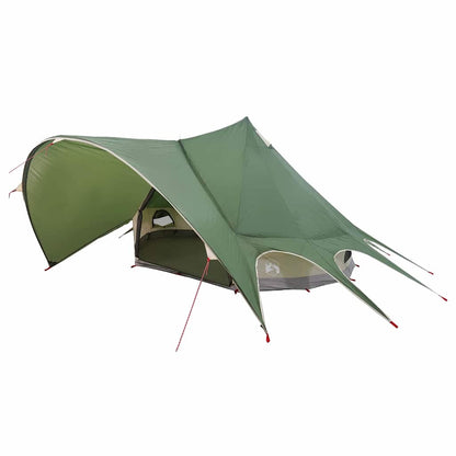 Detail van de vidaXL Teepee Tent in groen met grijze accenten, zijaanzicht.