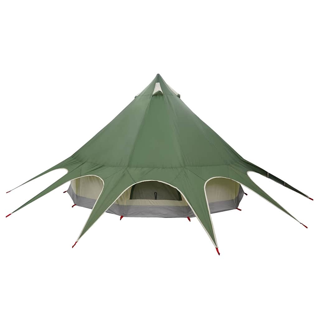 Detail van de vidaXL Teepee Tent in groen met grijze accenten, zijaanzicht.