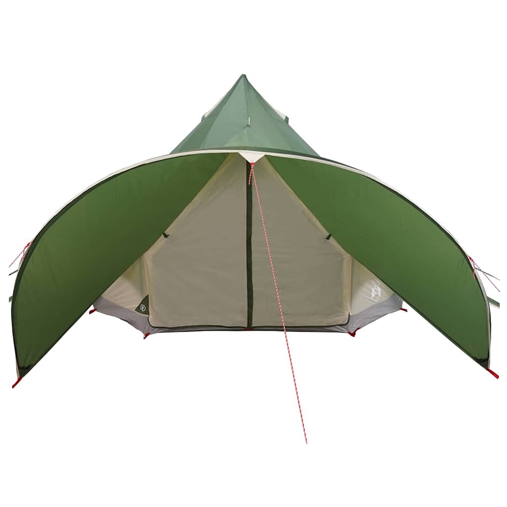 Detail van de vidaXL Teepee Tent in groen met grijze ingang en winddichte constructie.
