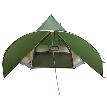 Detail van de vidaXL Teepee Tent met open flap en groene buitenzijde.